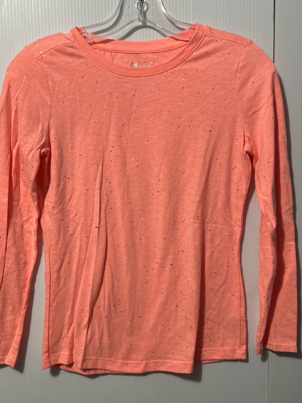 Cat & Jack Girls' Long-Sleeve Sparkle Tee - Coral